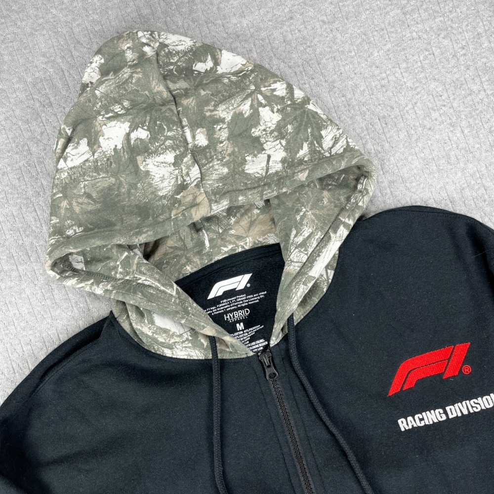 Formula 1 Track Racing Division Men M Black Camo Hood Full Zip Hoodie F1 Hybrid - Picture 8 of 9